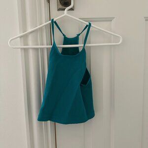 Teal free people ribbed cropped tank top